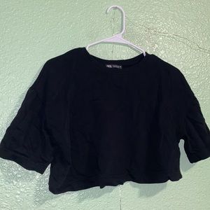 Zara basic black crop top